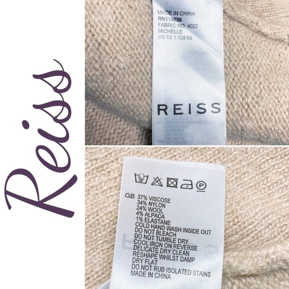 REISS MICHELLE TAN BEIGE WOOL ALPACA BLEND OPEN CARDIGAN SWEATER, SIZE SMALL - Picture 6 of 9